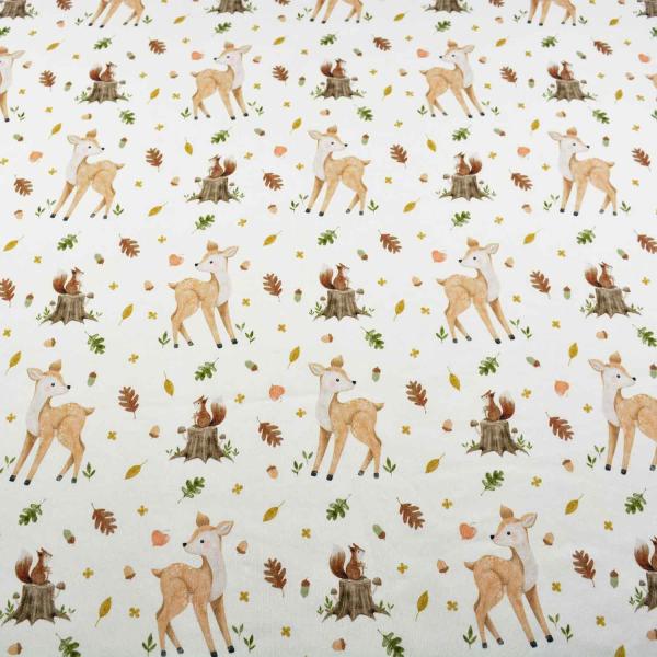 70 cm Alpenfleece Waldtiere auf Ecru